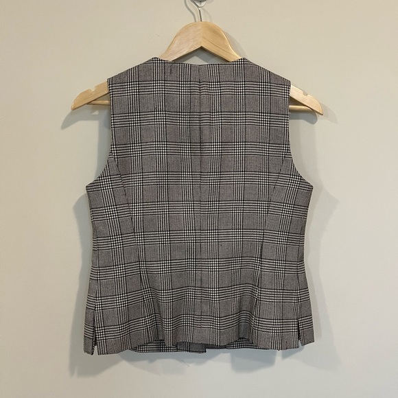 Glen Check Vest Waistcoat Vintage 90s V-Neck Size 6 Petite Nine & Co. - Picture 5 of 8